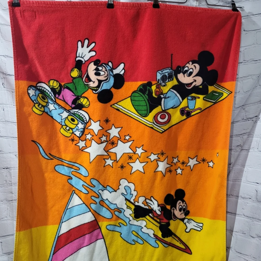 Vintage Disney Mickey Mouse Surf Beach Towel 1990’s